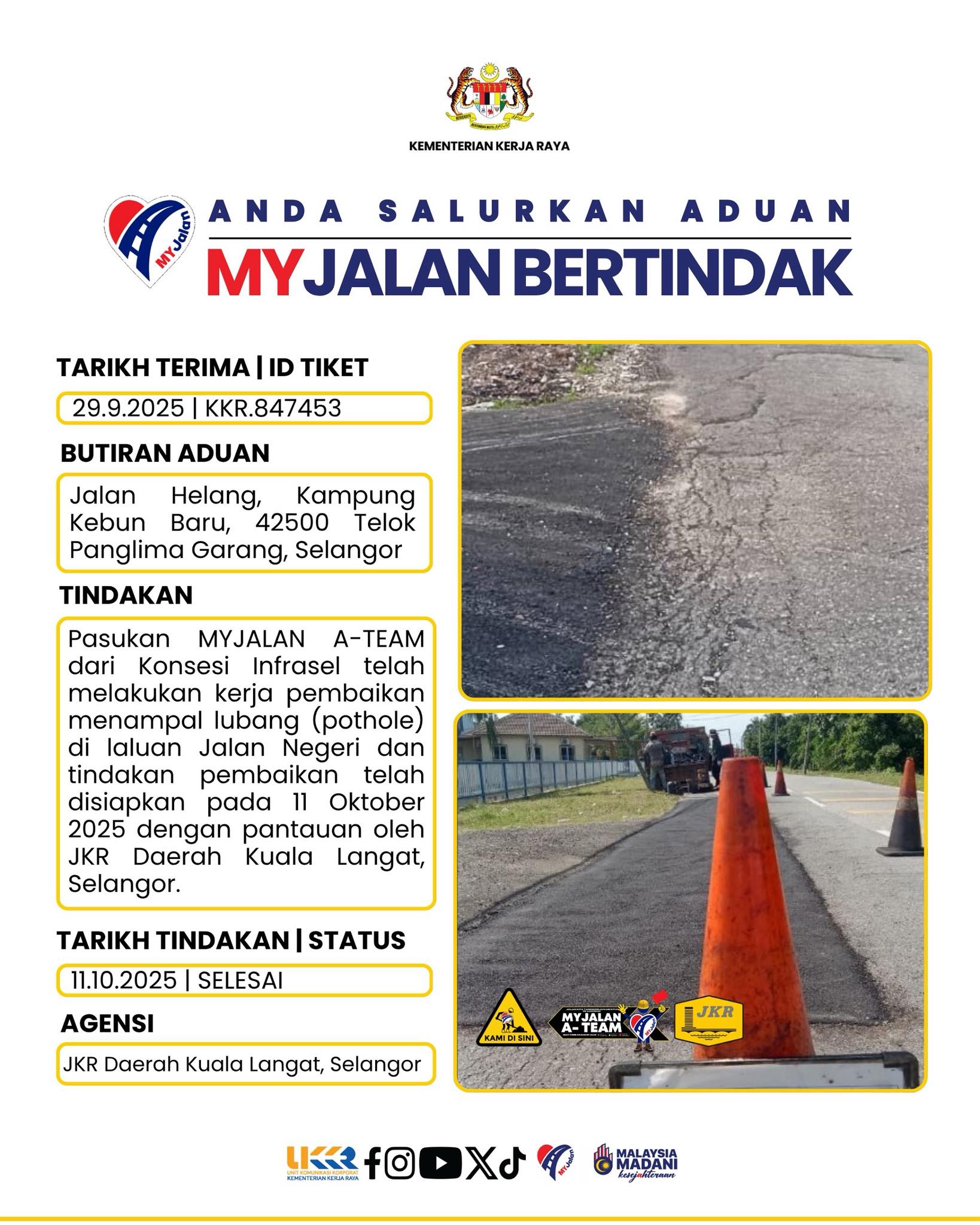 11 OKTOBER 2025 - JKR DAERAH KUALA LANGAT, SELANGOR